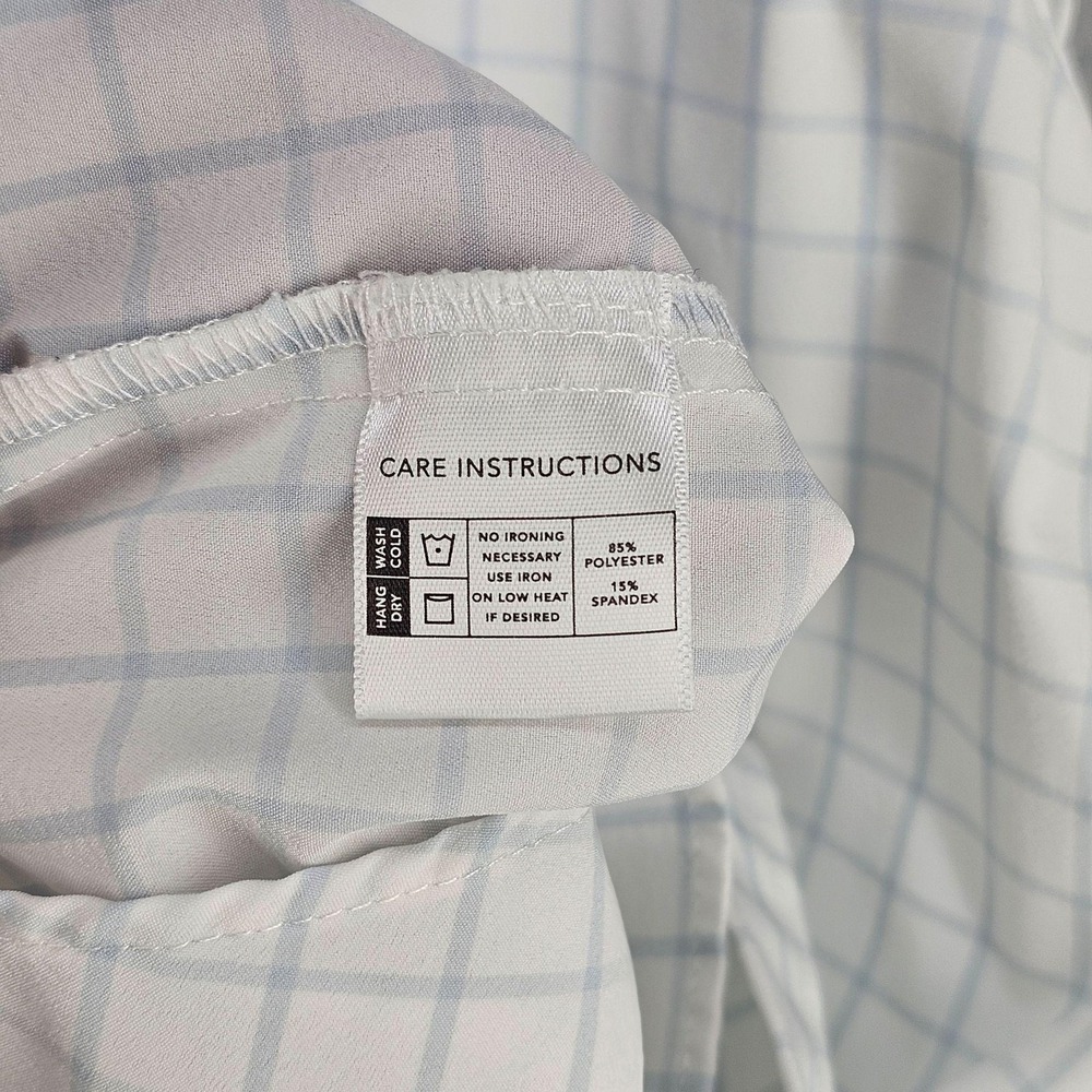 Mizzen+Main Leeward Dress Shirt Mens XL White Check Trim Fit Non Iron Stretch - Picture 4 of 9